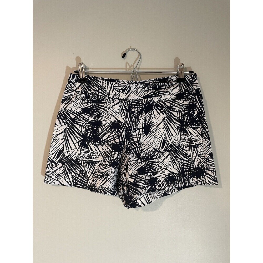 Margaret M Womens Stretch Slimming Shorts Navy Blue/White Print Sz S Stitch Fix